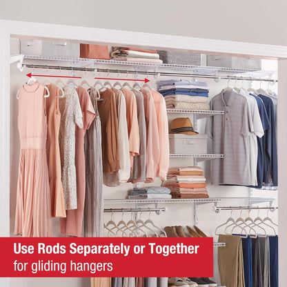 Rubbermaid Configurations Custom Closet Kit - Adjustable 4-8 Ft. Metal Wire Shelving | White Finish for Home Organization