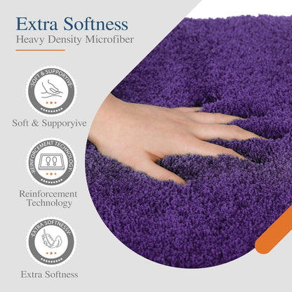 Walensee Non-Slip Bath Mat - Soft Microfiber Shaggy Rug, Water Absorbent | 16 x 24, Dark Purple