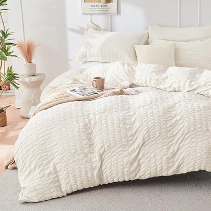 HYMOKEGE Ivory California King Comforter Set - 7-Piece All-Season Luxury Bedding Ensemble