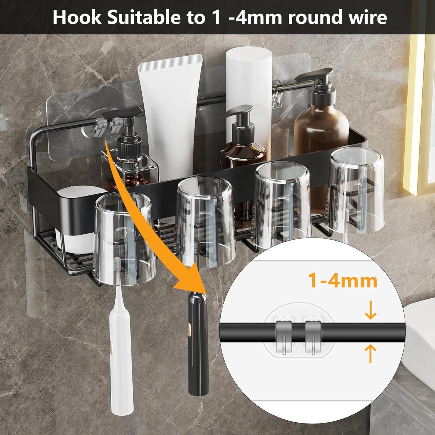 Skiennix Shower Caddy Adhesive Hooks - Strong Replacement for Shelf Rack Baskets | 9 Pack