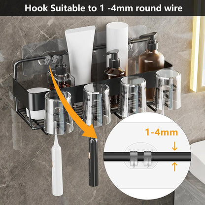 Skiennix Shower Caddy Adhesive Hooks - Strong Replacement for Shelf Rack Baskets | 9 Pack