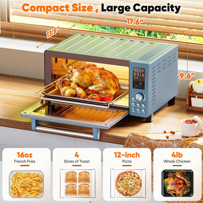 Nuwave Bravo Pro Air Fryer Toaster Oven - 10-in-1 Combo with 21Qt Capacity & Quick Crisp Technology | Cozy Blue