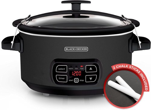 BLACK+DECKER 7-Quart Slow Cooker - Chalkboard Exterior, Locking Lid & 3 Heat Settings