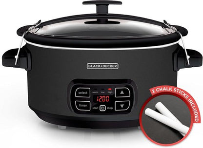 BLACK+DECKER 7-Quart Slow Cooker - Chalkboard Exterior, Locking Lid & 3 Heat Settings