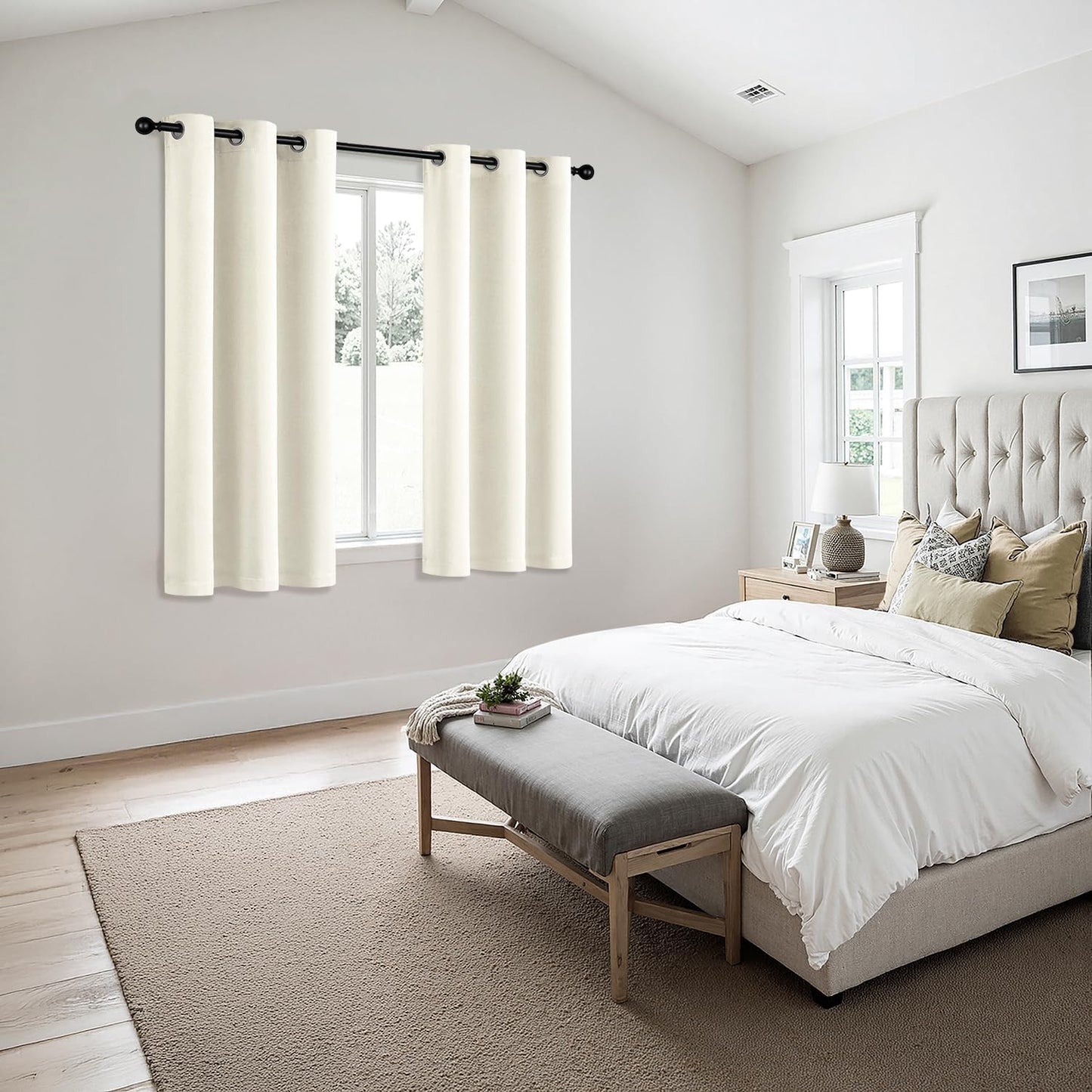 MIULEE Blackout Curtains - Thermal Insulated Room Darkening Drapes, 45-Inch Length, 2 Panels, Cream