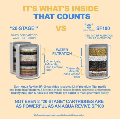Aqua Revive High Output Revitalizing Shower Filter - Reduces Dry Itchy Skin, Dandruff, Eczema, and Dramatically Improves The Condition of Your Skin, Hair and Nails - Chrome (SF100).