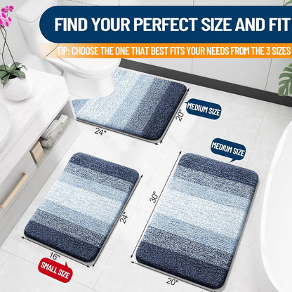OLANLY Bathroom Rugs - Extra Soft Microfiber Mat with Rubber Backing | Quick Dry, Machine Washable, 24x16 Navy Blue