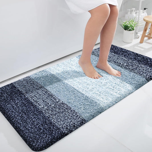 OLANLY Bathroom Runner Rug - Extra Soft Microfiber Mat | Quick Dry, Washable, 47x24, Airy Blue