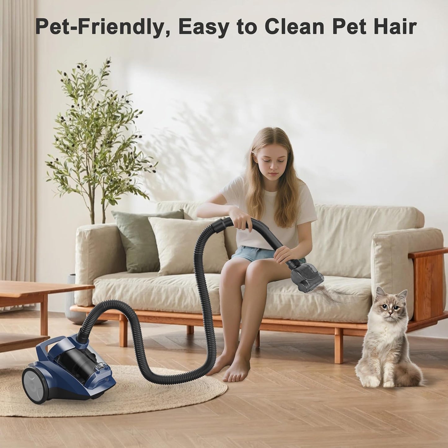 Sweepcent Canister Vacuum Cleaner - 45KPa Power Bagless Design | Lightweight Multi-Surface Vacuum with 5 Tools & 4.5QT Dust Cup