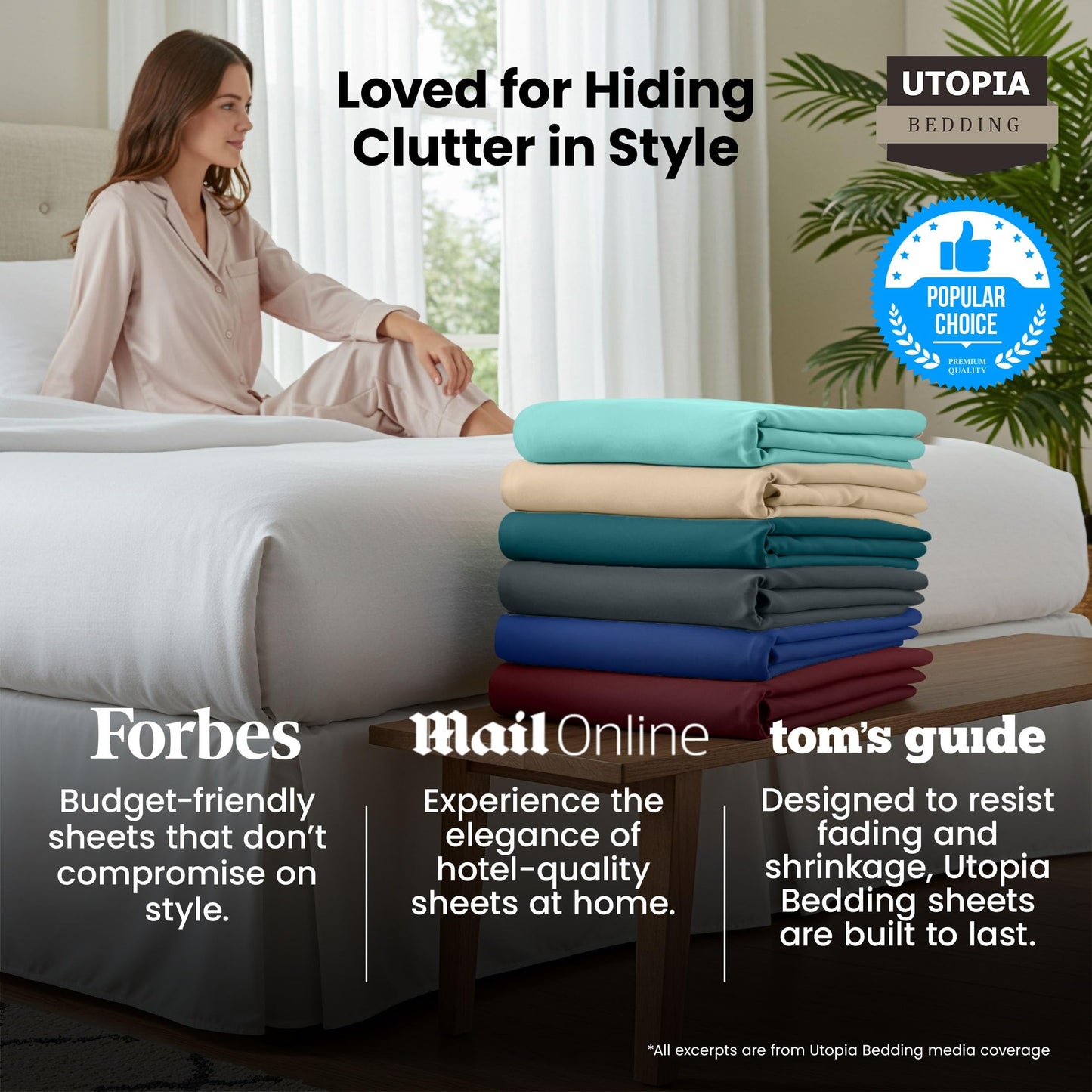 Utopia Bedding Twin Bed Skirt - Soft Quadruple Pleated Ruffle - Easy Fit with 15 Inch Tailored Drop - Hotel Quality, Shrinkage and Fade Resistant (Twin, White)