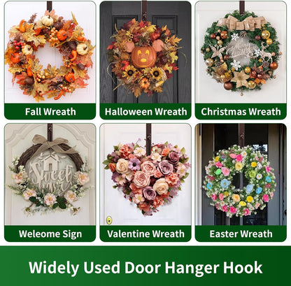 Skiennix Adjustable Metal Wreath Hanger - Holds Up to 20lbs | 12-20" Over The Door Hook for All Seasons (Bronze)