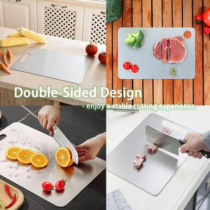 100% Pure Cut Titanium Cutting Board, Food-Grade Purecut Titanium Cutting Boards for Kitchen Dishwasher Safe, Double-Sided Chopping Board for Fruit, Meat & Vegetable (L, 12.6" x 8.6")