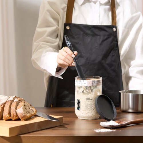 Kook Sourdough Starter Kit - Complete Set with Glass Jar, Thermometer & Feeding Band | 30 oz