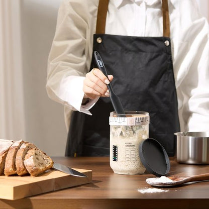 Kook Sourdough Starter Kit - Complete Set with Glass Jar, Thermometer & Feeding Band | 30 oz