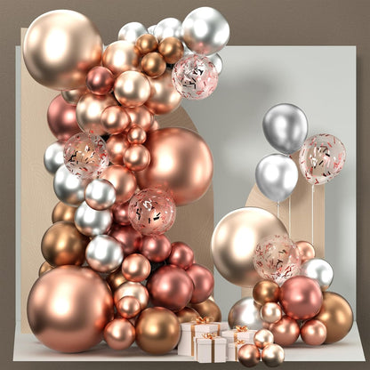 PartyWoo Rose Gold Balloon Garland Kit - 140 Pcs in Various Sizes for Stunning Birthday Decorations