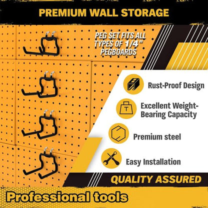 ELEAD 4-Piece Pegboard Hooks Set - Durable Organizer Accessories for 1/4" Pegboard | Ideal for Garage & Kitchen