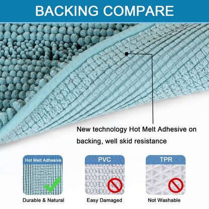 H.VERSAILTEX Bathroom Rugs Bath Mat Runner Rug Non Slip Kitchen Rug Extra Long Bath Rug Runners Oversized 59" x 20" Absorbent Washable Dry Fast Plush Area Rug for Bathroom/Bedroom - Aqua Haze