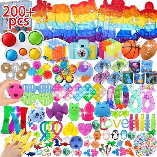 Fidget Toys Bulk - 200 Pcs Kids Party Favors | Birthday Gifts, Goodie Bag Stuffers & Carnival Prizes