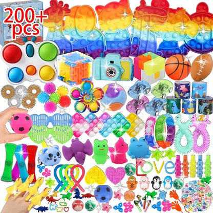 Fidget Toys Bulk - 200 Pcs Kids Party Favors | Birthday Gifts, Goodie Bag Stuffers & Carnival Prizes
