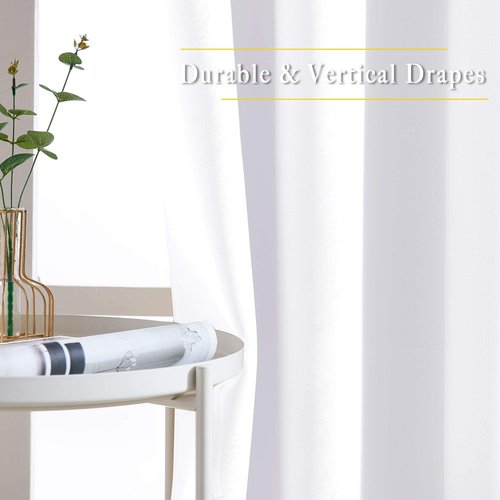NICETOWN White Room Darkening Draperies and Curtains - Home Fashion Energy Saving Grommet Top Room Darkening Drape Panels for Bedroom (Set of 2, 46 by 90 Inch, White)