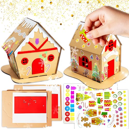 JeVenis Gingerbread House Craft Kit - DIY 3D House Building Kit for Kids | Perfect for Christmas & New Year Decor
