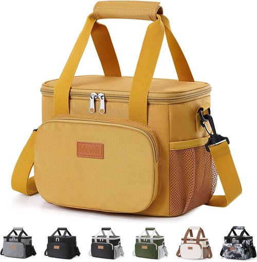 Lifewit Insulated Lunch Bag - Soft Cooler Tote for Adults | Brown, 12-Can Capacity (9L)