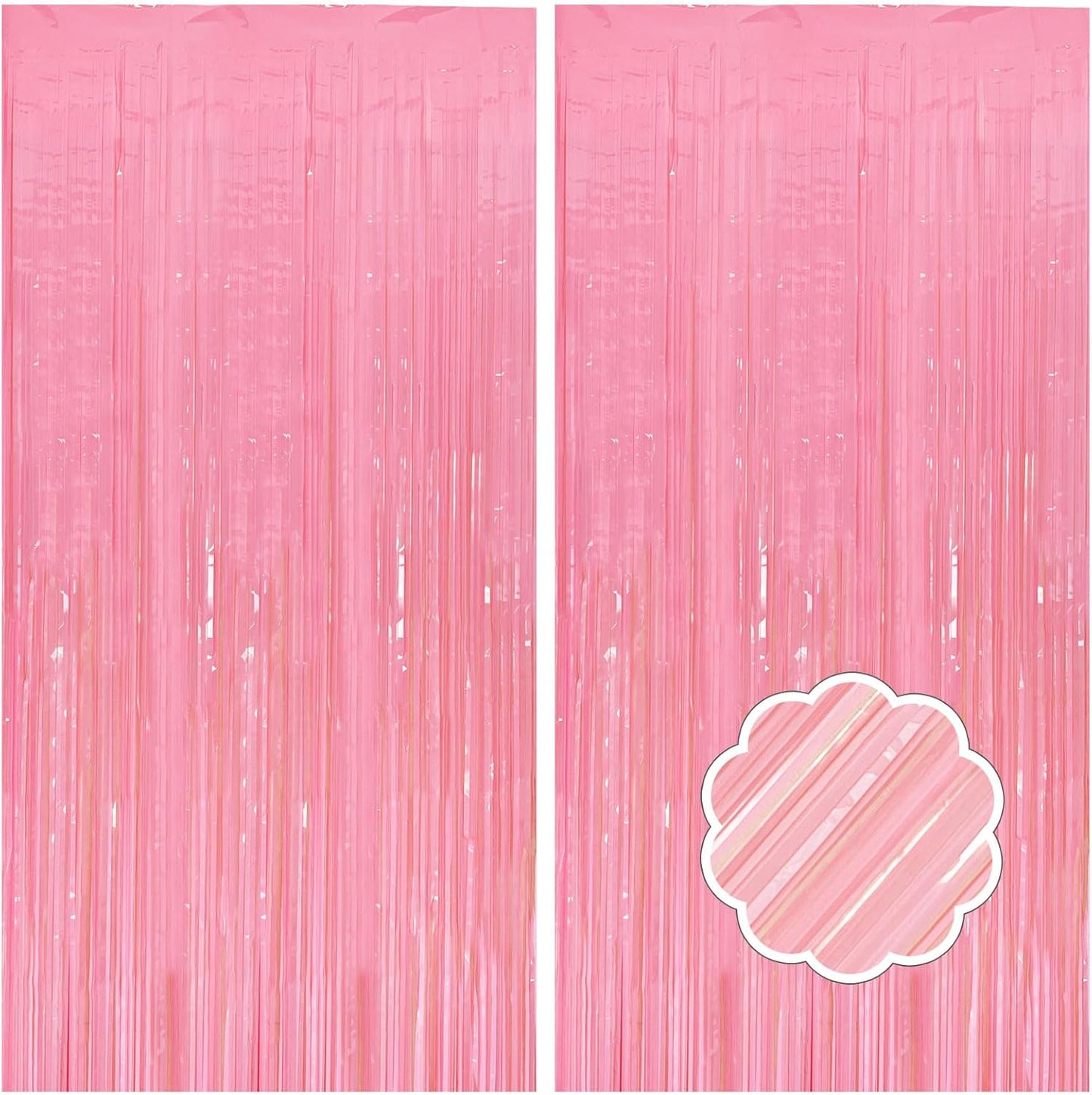 Skiennix Pastel Pink Streamers - Foil Fringe Curtains for Birthday & Party Decor | 2 Pack