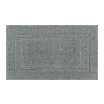 Mrs Awesome Soft 100% Cotton Bath Mat with Hot-melt Non-Slip Backing, 20" x 32" Comfortable & Absorbent Washable Textured Woven Rug for Bathroom, Gray