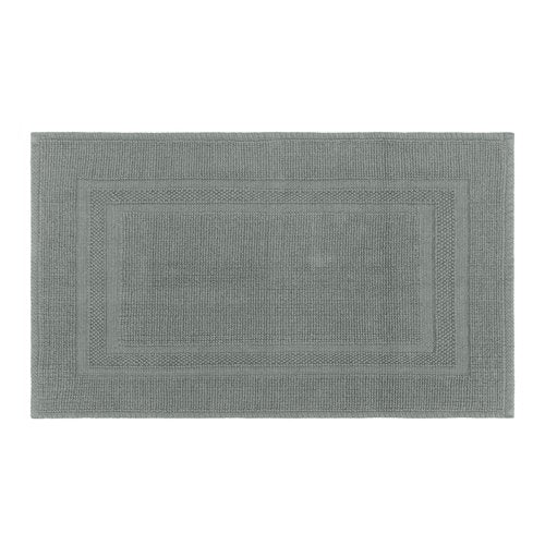 Mrs Awesome Soft 100% Cotton Bath Mat with Hot-melt Non-Slip Backing, 20" x 32" Comfortable & Absorbent Washable Textured Woven Rug for Bathroom, Gray