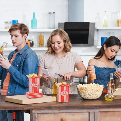 Xinnun 300 Pcs Disposable Popcorn Boxes - Oil Proof, Leak Proof, 1 oz Size | Red Striped Design for Parties