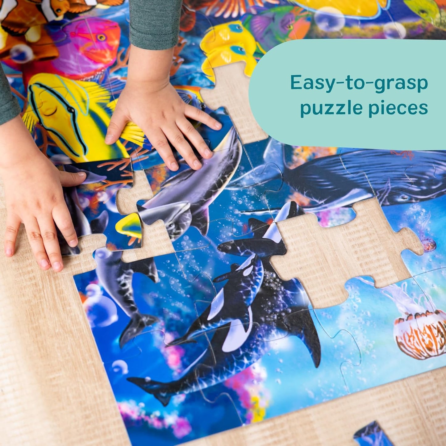 Melissa & Doug Jumbo Underwater Ocean Floor Puzzle - 48-Piece Educational Activity for Kids Ages 3+ (2 x 3 Feet)