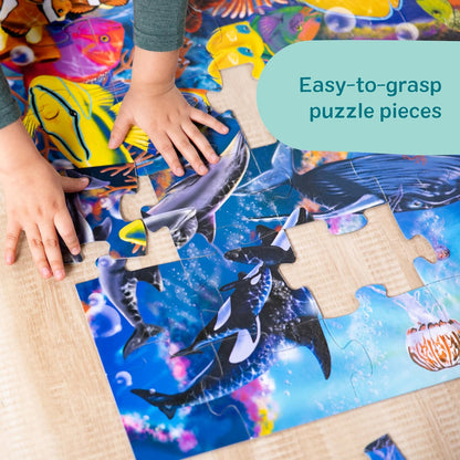 Melissa & Doug Jumbo Underwater Ocean Floor Puzzle - 48-Piece Educational Activity for Kids Ages 3+ (2 x 3 Feet)