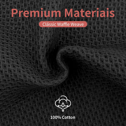 Skiennix 100% Cotton Waffle Weave Dish Cloths - Ultra Soft & Absorbent, 12x12 Inch, Dark Grey, 6-Pack