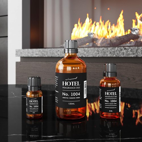 AirScent Hotel Diffuser Oil No. 1004 - Premium White Tea, Oakmoss & Vanilla Fragrance - 10 mL Glass Dropper Bottle