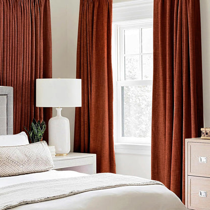 MIULEE Blackout Linen Curtains - Thermal Insulated Burnt Orange Drapes | 52 x 63 Inch (2 Panels) for Bedroom & Living Room