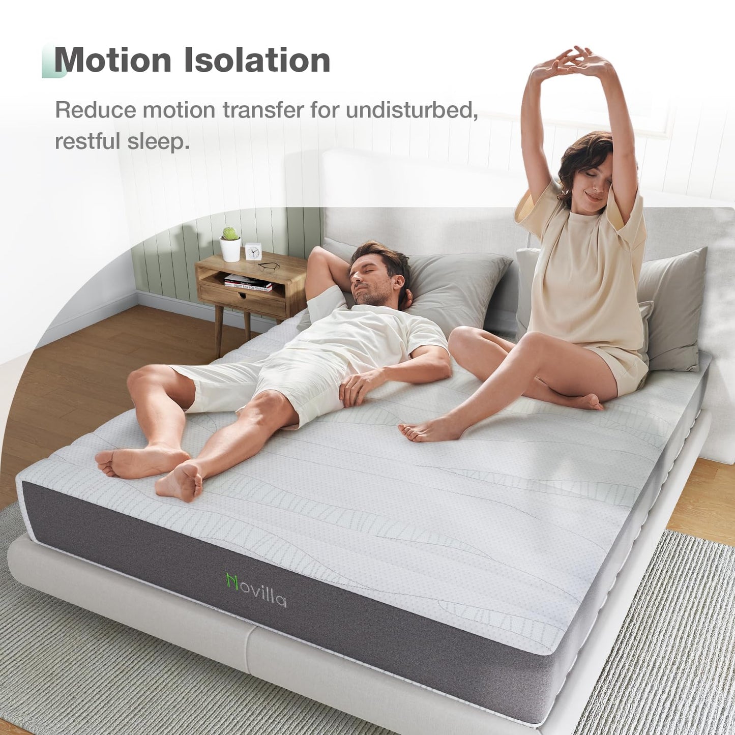 Novilla Queen Mattress, 12 Inch Gel Memory Foam Queen Size Mattress in a Box, Bamboo Charcoal Foam & Breathable Cover for Clean, Peaceful Sleep, Supportive & Pressure Relieving, CertiPUR-US Certified