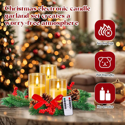 Retisee Valentine's Table Centerpiece Wreath - Romantic Battery Operated Candle Decor | Remote Control, Berry Bow