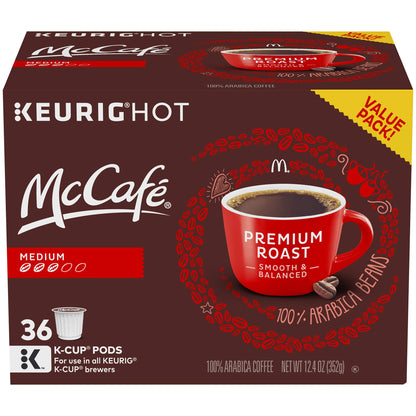 McCafé Premium Roast, Keurig Single Serve K-Cup Pods, Medium Roast Coffee Pods, 36 Count