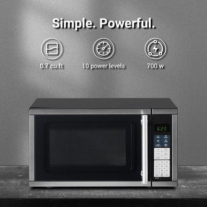 Countertop Microwave Oven - 0.7 Cu. Ft. 700 Watts with LED Lighting & Turntable | Compact Black Design for Apartments & Dorms