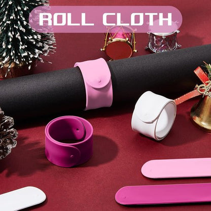 Charniol Wrapping Paper Roll Holder - 12-Piece Silicone Covered Metal Stabilizer | 1 x 9 Inch, Rose Red, Pink, White