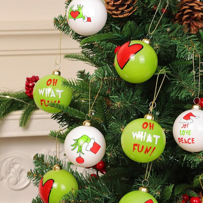 Christmas Decorations, 12 Pcs 2.4" Green & White Christmas Ornaments Set