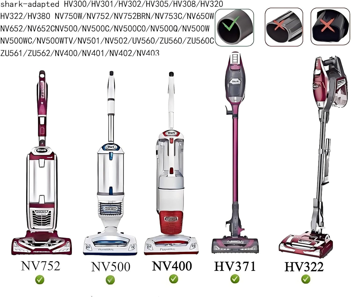 Shark Vacuum Cleaner Attachments - 6PCS 2-in-1 Crevice & Dusting Brush Set | Compatible with HV322, HV320, NV600