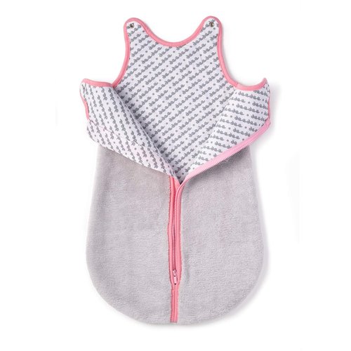 baby deedee Sleep Nest Teddy Baby Sleeping Bag, Gray Bubble Gum, Small (0-6 Month) (168)