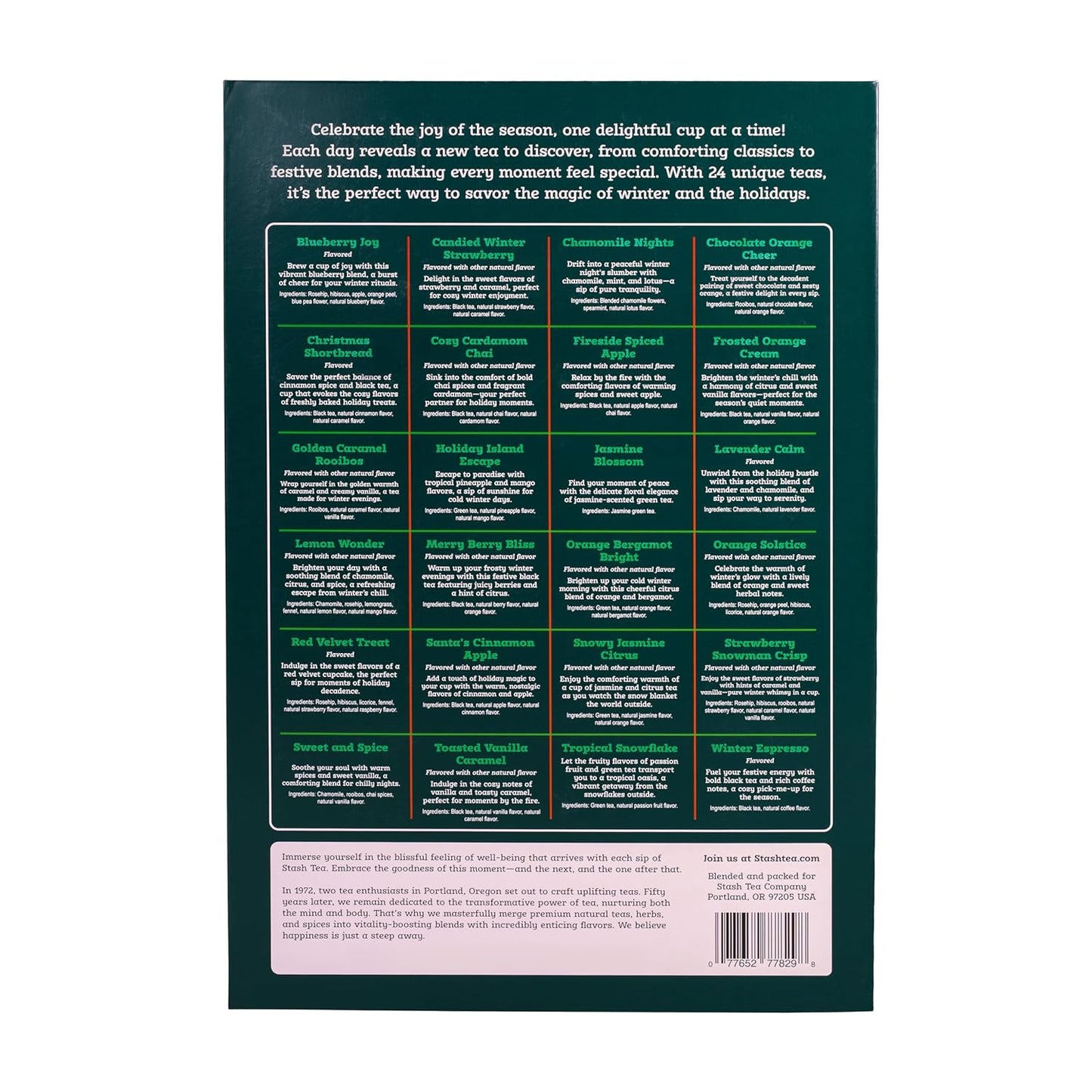 STASH Tea Advent Calendar - Premium Herbal Tea Selection | 24 Unique Flavors for the Holidays