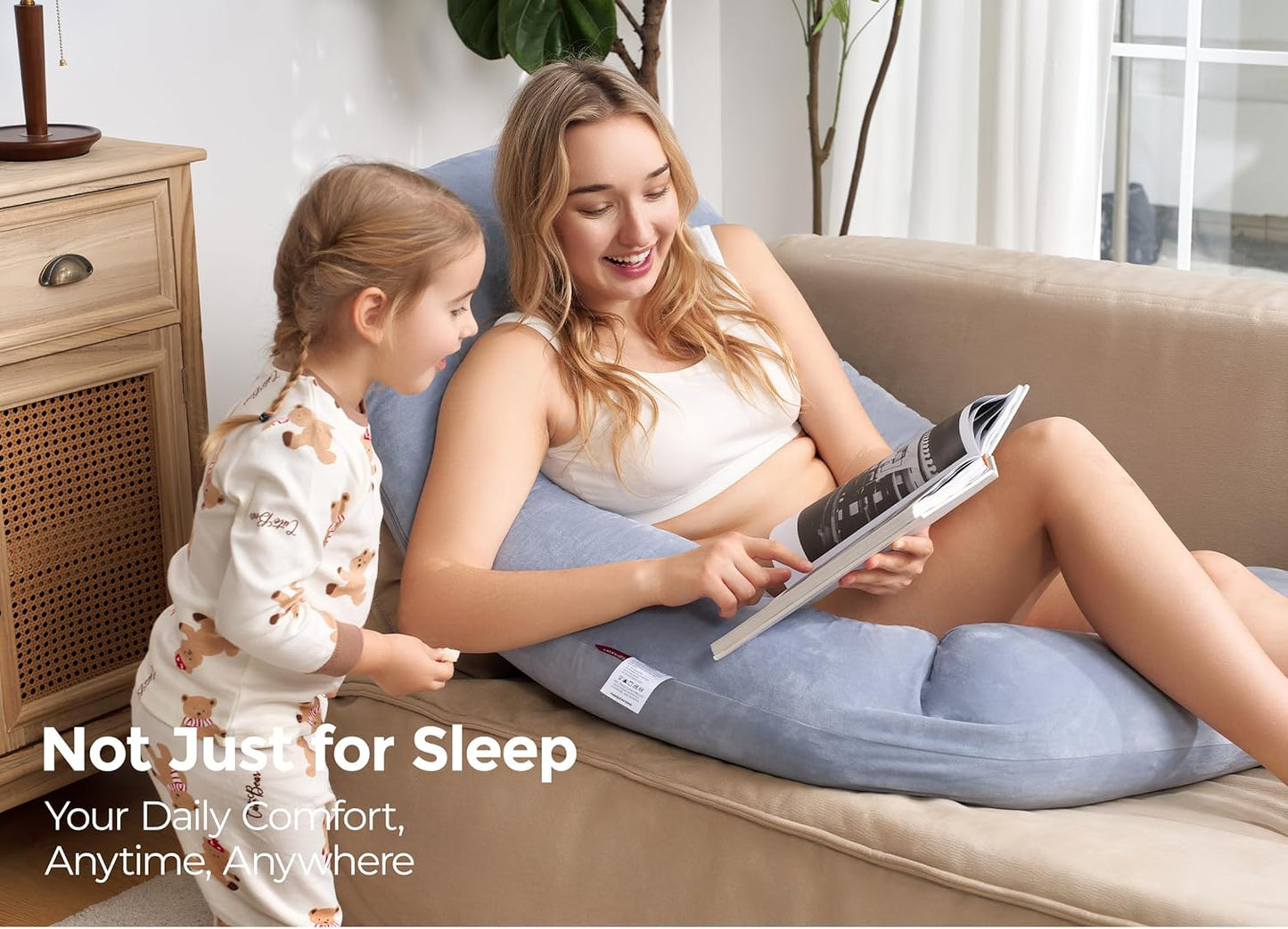 Momcozy Pregnancy Pillow - Dreamlign U Pro Maternity Pillow with Adjustable Leg Support | 50-72 Inch Full Body Comfort for Pregnant Women