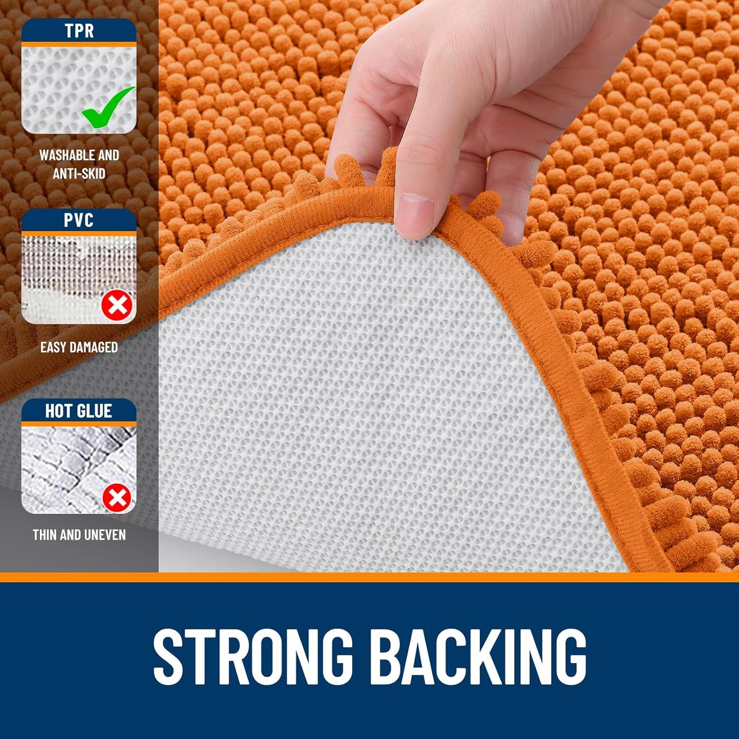 OLANLY Bathroom Rugs - Extra Soft Absorbent Chenille Bath Mats | 36x24, Quick Dry, Machine Washable, Clay