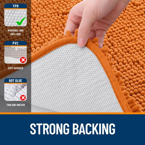 OLANLY Bathroom Rugs 36x24, Extra Soft Absorbent Chenille Bath Rugs, Rubber Backing Quick Dry, Machine Washable Bath Mats for Bathroom Floor, Tub and Shower, Home Decor Accessories, Clay