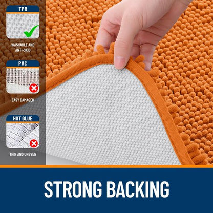 OLANLY Bathroom Rugs 44x24, Extra Soft Absorbent Chenille Bath Rugs, Rubber Backing Quick Dry, Machine Washable Bath Mats for Bathroom Floor, Tub and Shower, Home Decor Accessories, Clay