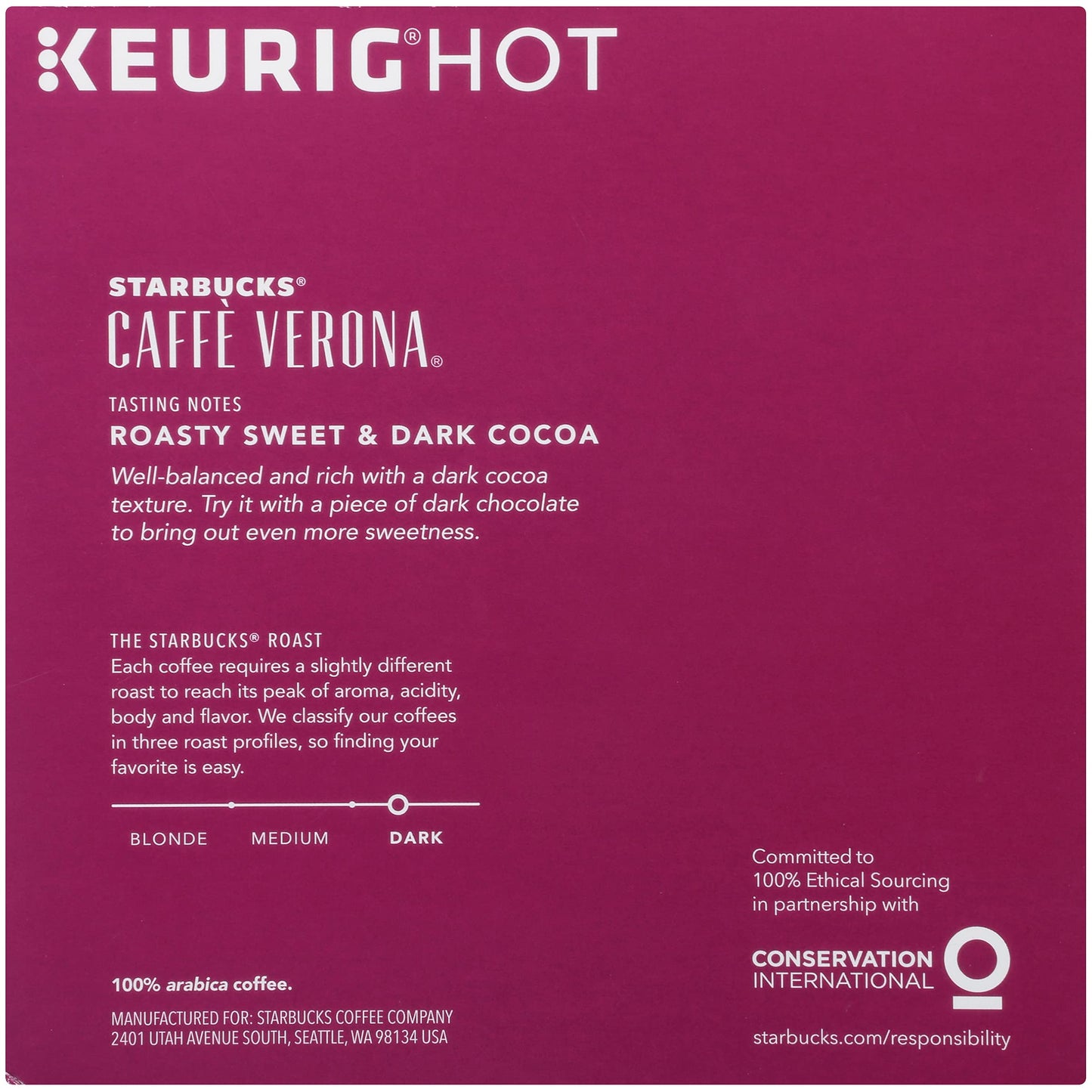 Starbucks Coffee K-Cup Pods, Caffe Verona, 32 CT