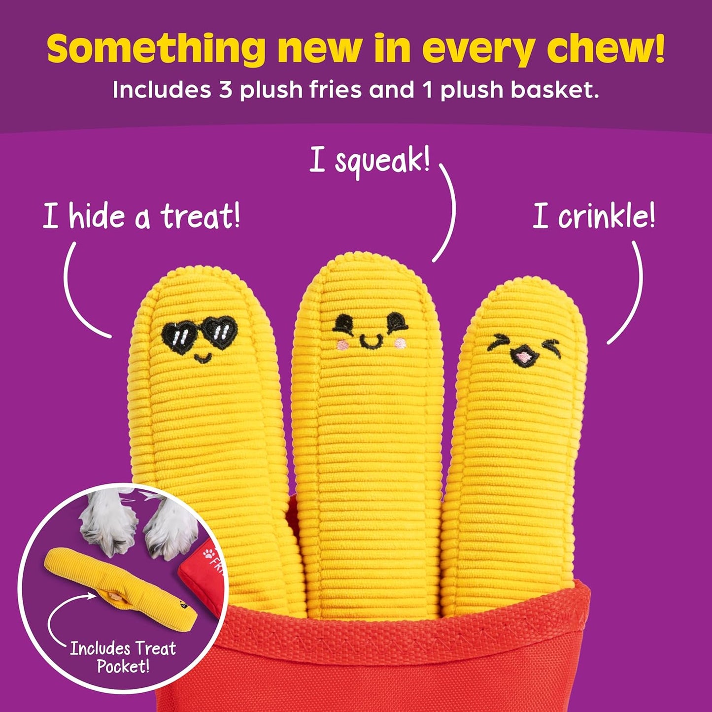 Relatable Emotional Support Pet Fries - Cuddly Dog Toys & Puppy Essentials | Perfect Gift Set of 3